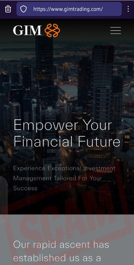 Example GIM trading scam